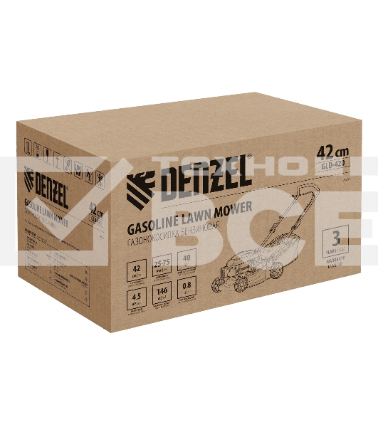 Газонокосилка бензиновая Denzel GLD-420, 146 см3,шир 42 см,40 л 58805