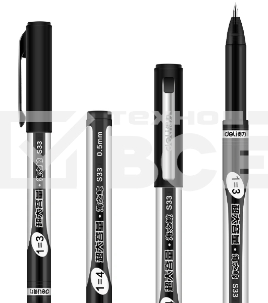 Ручка гелевая Deli S33 ассорти, d=0.5мм, черные чернила, линия 0.35мм