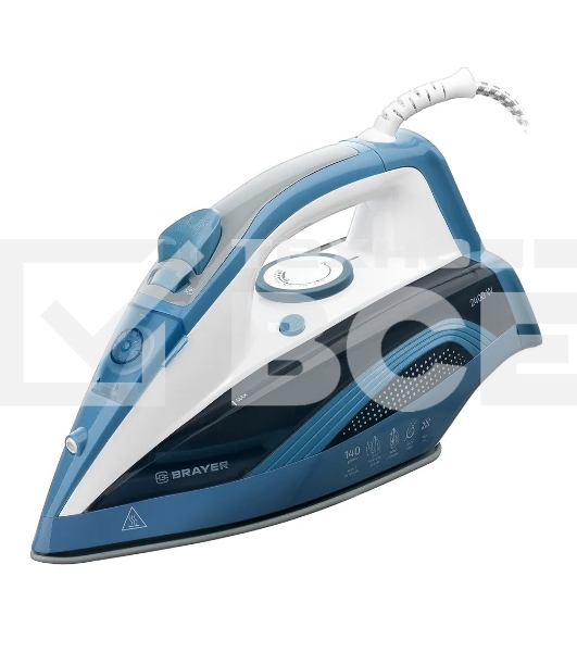 Утюг BRAYER 4002BR, 2400 Вт, керамич, Пар 140 г/м антикапля, разбрыз, резер 360мл, самоотчис,