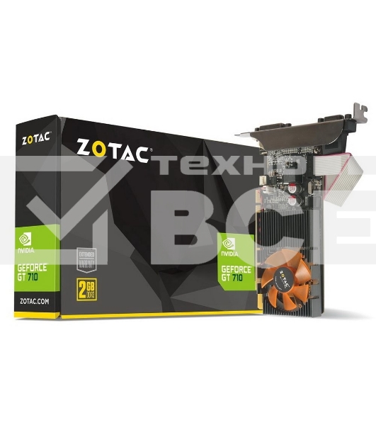 Видеокарта Zotac GT710 2GB DDR3 64-bit 954/1600 HDCP DVI HDMI VGA Lite Pack