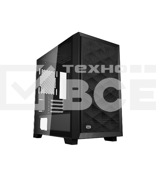 Корпус без блока питания PCCooler C3D310 BK, Mesh Mid Tower, Black, TG, 0.6 SPCC, no fans mATX, mITX 165/350/200mm 3x2.5