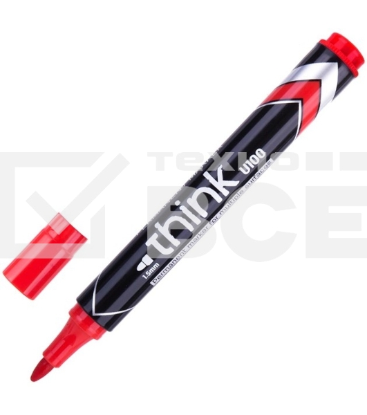 Маркер перманентный Deli Think EU10040, круглый пишущий наконечник, 2мм, красный