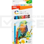 Карандаши цветные Deli EC00200 Color Emotion, трехгранный профиль, липа, 12 цветов, коробка с европодвесом (12шт), фото 1