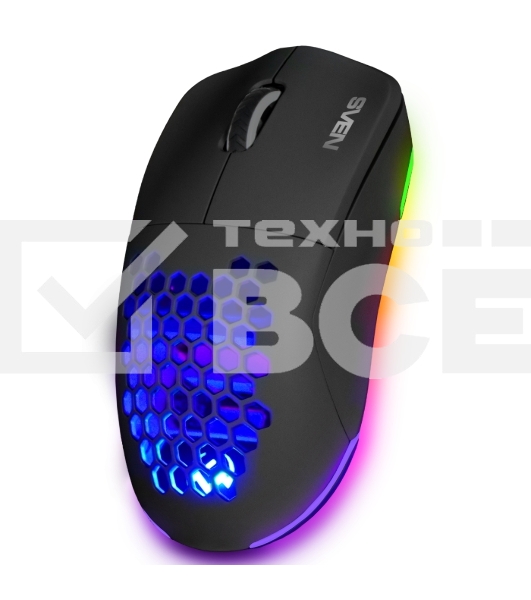 Мышь беспроводная SVEN RX-G980W черная (6+1кл. 50-26000 DPI, ПО, RGB-подсветка, игров. упак)
