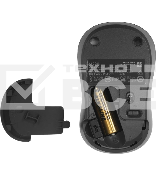 Мышь беспроводная Logitech M220 SILENT черный/серый, 1000 dpi, радиоканал, USB, кнопки - 3