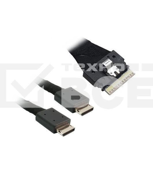 Кабель Amphenol RSL74-6658 Slimline SASx8 (SFF8654) -to- 2x OCuLink x4 (SFF8611), 1M, (аналог Broadcom 05-60001-00) 100