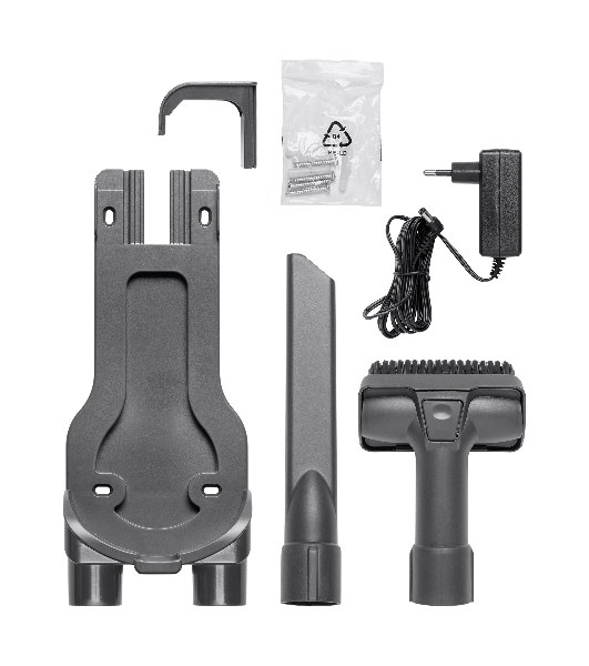 Пылесос вертикальный BBK BV3004 серый/красный, питание от аккумулятора, 60 Вт, уборка сухая, пылесборник 0.8 л