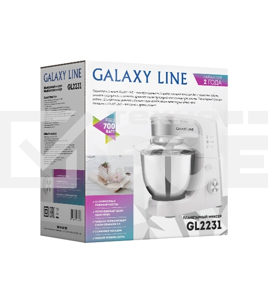 Миксер Galaxy Line GL 2231, белый, планетарный, 700 Вт, 12 скоростей