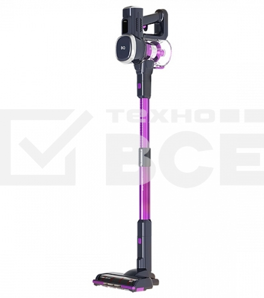 Пылесос вертикальный BQ VCA0201H фиолетовый, питание от аккумулятора, 250 Вт, уборка сухая, пылесборник 0.6 л, работа от АКБ max 40 мин