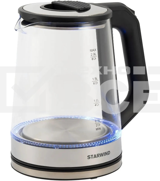 Чайник электрический Starwind SKG5778 2л. 2000Вт черный/прозрачный (корпус: стекло)
