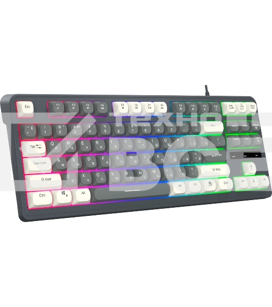 Клавиатура проводная Oklick 711G серый/белый USB Multimedia for gamer LED (1790385) кабель 1.5м