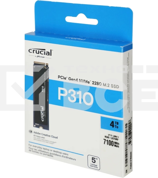 Накопитель SSD Crucial P310 4Tb PCIe Gen4 NVMe 2280 M.2 SSD CT4000P310SSD8