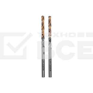 Сверло спиральное по металлу Denzel 3 x 61мм, Р6М5, Golden Tip, многогранная заточка, 2 шт.