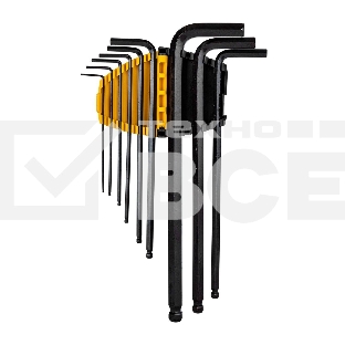 Набор шестигранных ключей с шаром сверхдлинных Deli DL232309H 9 шт Материал CR-V. Спецификация: 1,5,2,2,5,3,4,5,6,8,10мм, пластиковый держатель