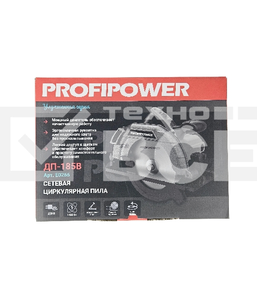 Пила циркулярная PROFIPOWER E0266 ДП-185B (1400Вт, 5500об/мин, диск 185х20мм, пропил 42/60мм, 45°)