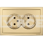 Розетка LEZARD 704-3600-128BQC 2-мест. б/з СП ZIMA IP20 16А ПБТ безвинт. зажим зол., фото 1