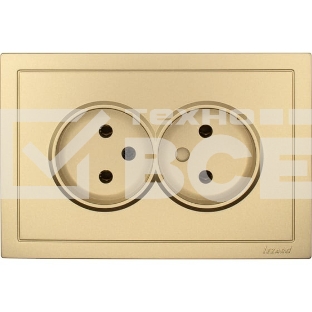 Розетка LEZARD 704-3600-128BQC 2-мест. б/з СП ZIMA IP20 16А ПБТ безвинт. зажим зол.