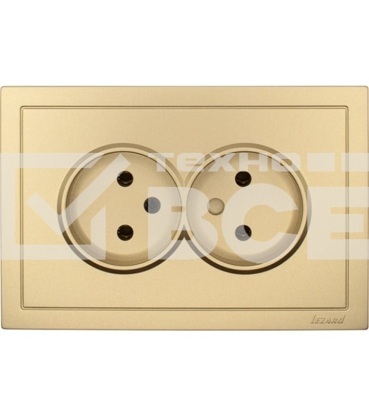 Розетка LEZARD 704-3600-128BQC 2-мест. б/з СП ZIMA IP20 16А ПБТ безвинт. зажим зол.