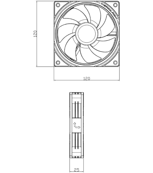 Кулер для корпуса Thermalright TL-S12RW Reverse (120x120x25mm, 4-pin PWM, ARGB, 47.6CFM, 23.2dBA, 1500RPM, White)