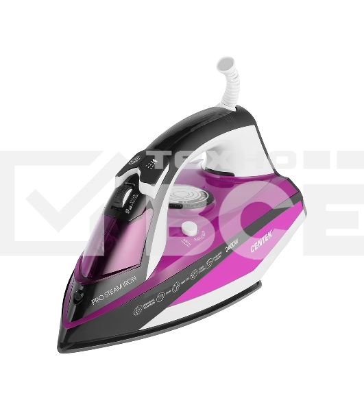 Утюг Centek CT-2344 фиолетовый/белый, 2200 Вт, 45 г/мин, 145 г/мин, 320 мл