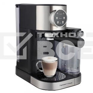 Кофеварка рожковая Zigmund & Shtain ZCM-890 черный/стальной, исп. кофе - молотый, 1.2 л, 1600 Вт, 15 Бар.