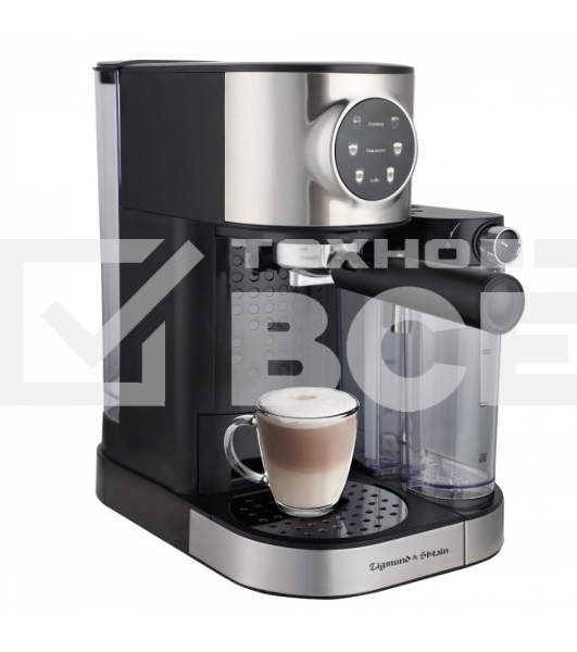 Кофеварка рожковая Zigmund & Shtain ZCM-890 черный/стальной, исп. кофе - молотый, 1.2 л, 1600 Вт, 15 Бар.