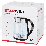 Чайник электрический Starwind SKG3026 1.7л. 2200Вт черный/серебристый (корпус: стекло), фото3