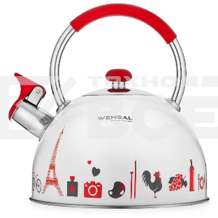 Чайник для плиты со свистком Vensal Paris 3001VS 2,5 л, с ручкой из нержавеющей стали и силикона