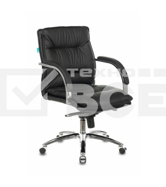 Кресло руководителя Бюрократ T-9927SL-LOW/BLACK черный, кожа, низкая спинка, крестовина хром