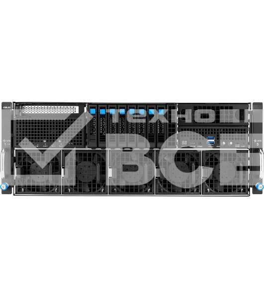 Серверная платформа ASUS ESC8000A-E13P, 4U, 2x SP5 (LGA 6096),24x DDR5 6400, 8x 2.5'' hsb NVME, up to 14x PCIe*, 2x M.2 22110 NVME, 1x 2-port 10Gbe RJ-45 Intel 710 LAN, up to 8 dual-slot GPUs, 3+1 3200W