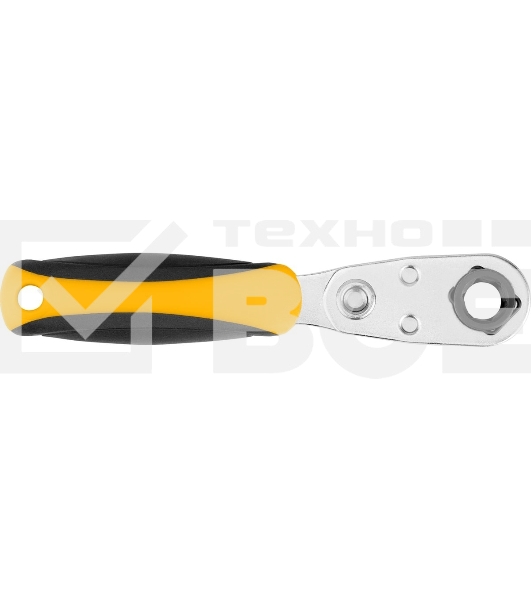 Ключ-трещотка для бит Denzel 1/4', 52 зуба, CrMo, адаптер для торцевых головок