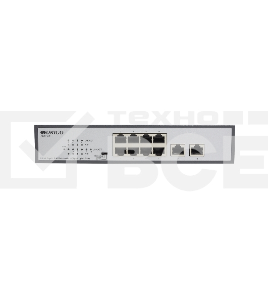 Неуправляемый PoE-коммутатор ORIGO Unmanaged Switch 8x1000Base-T PoE, 2x1000Base-T, PoE Budget 120W, Long-range PoE up to 250m, 19