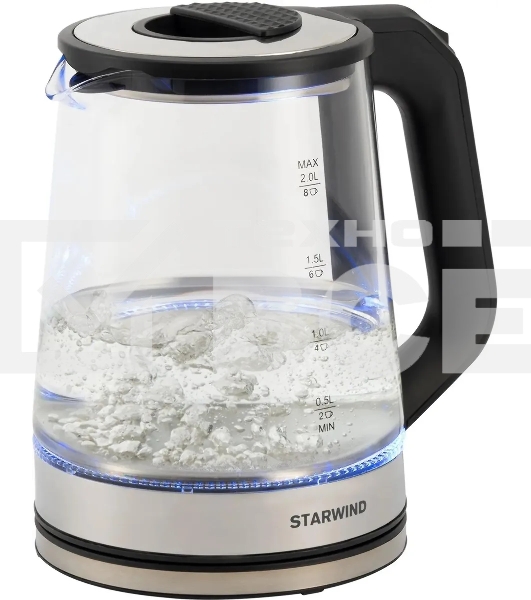 Чайник электрический Starwind SKG5778 2л. 2000Вт черный/прозрачный (корпус: стекло)
