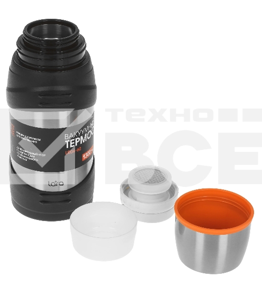 Термос LARA LR04-60 1,3 л, нержавеющая сталь, пищевой нейлон, пластмасса, силикон