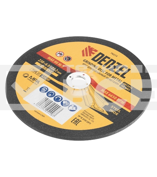 Круг шлифовальный по металлу Denzel A24QBF 230 х 6,0 х 22,2 мм