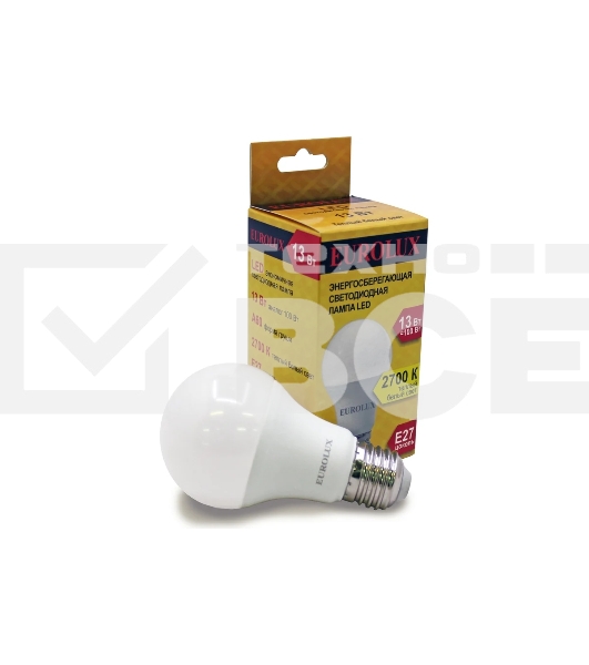 Лампа светодиодная EUROLUX LL-E-A60-13W-230-2,7K-E27