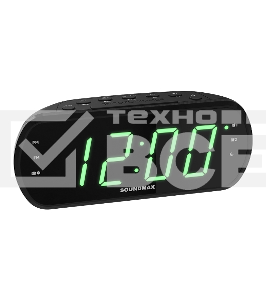 Радиочасы Soundmax SM-1562U (черный с зеленым)