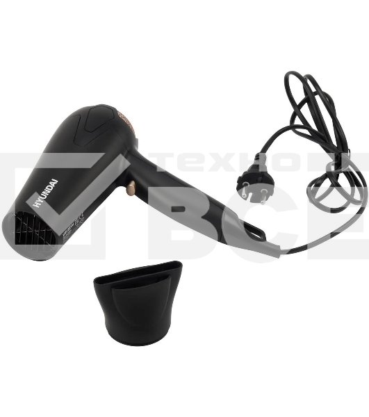 Фен Hyundai H-HDI0755 черный матовый, 2000 Вт, ионизация