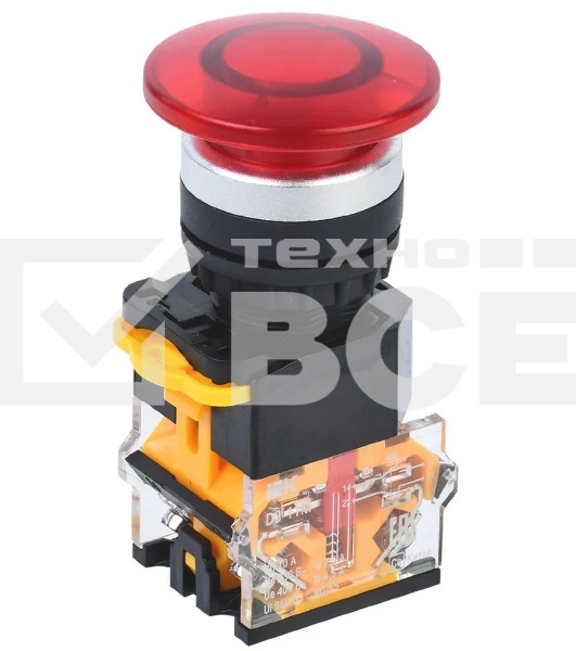Кнопка IEK D8-11M Грибок d=22мм 1з+1р красная