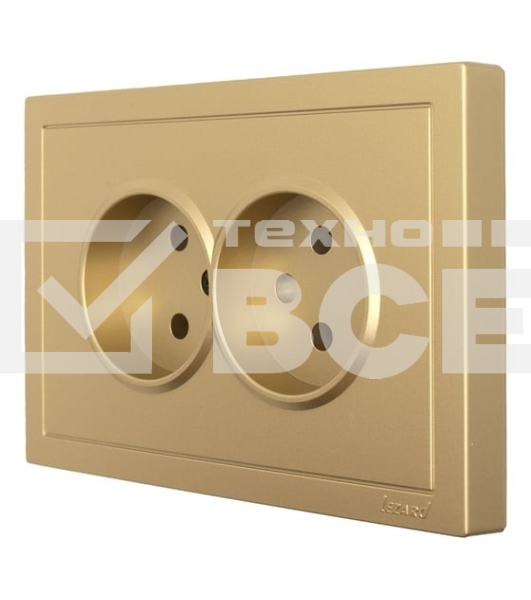 Розетка LEZARD 704-3600-128BQC 2-мест. б/з СП ZIMA IP20 16А ПБТ безвинт. зажим зол.