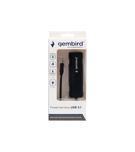 USB-концентратор Gembird UHB-C424, USB Type-C, USB 4 порта, USB Type-C