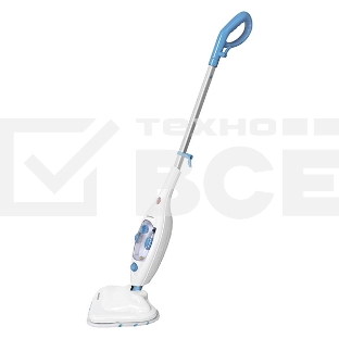 Паровая швабра Blackton Bt SM1114 White-blue, Мощность 1300 Вт, 2 в 1. Вертикальная и компактная, Резервуар для воды 300 мл, Время неприрывной работы до 20 минут, Быстрая и эффективная очистка всех типов полового покрытия: паркет, линолеум, плитка, Уничто