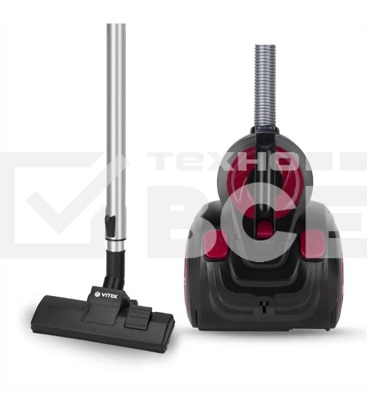 Пылесос Vitek VT-1838 (MC) черный/фуксия, 250/1600 Вт, уборка сухая, пылесборник контейнер 2 л