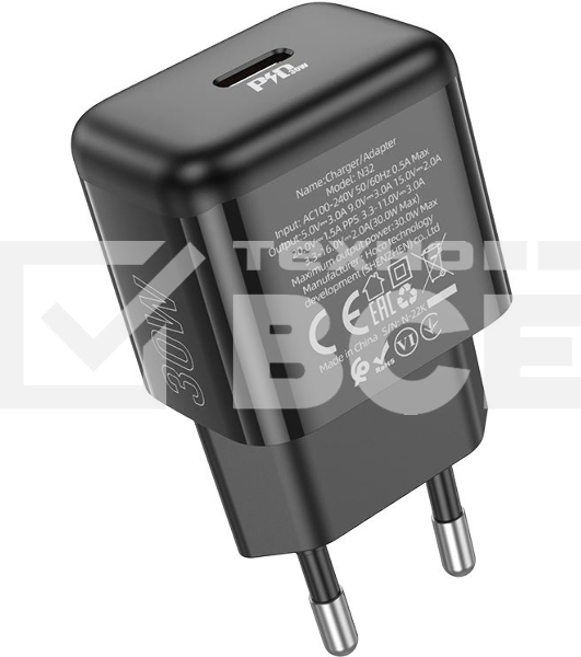 Сетевое зар./устр. Hoco N32 Glory Black 30W 3A+2A+1.5A (PD+QC+AFC) USB Type-C универсальное черный