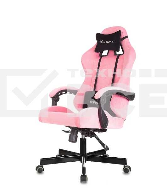 Кресло игровое Knight Terminator розовый Velvet 36, крестов. металл