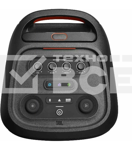 Портативная акустика JBL PartyBox Stage 320 /240 Вт/4жинамика/Bluetooth 5.3/USB/3.5 мм/влагозащита IPX4/подсветка/до 18ч.работы/черный (JBLPBSTAGE320EP)