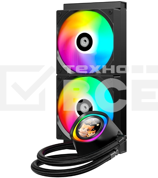 Система водяного охлаждения ID-Cooling FX240 LCD (Soc 1851/1700/1200/115X/AM5/AM4, 2x120мм fan, 2000rpm, 27.2 дБ, 300W, PWM 4-pin/5V 3Pin ARGb,Cop) (FX240 LCD)
