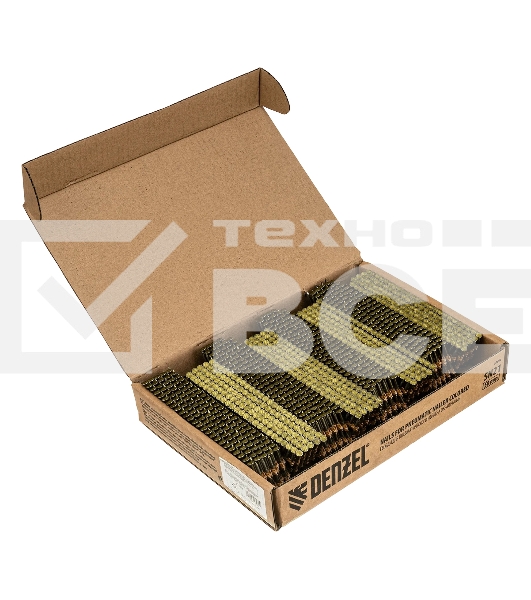 Гвозди Denzel для пнев. нейлера (крашен.), длина - 50 мм, диам. - 2,9 мм, 2000 шт.