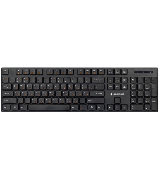Клавиатура беспроводная Gembird KBW-250, полноразмерная, 104кл, 12Fn, низкий профиль, 2.4 ГГц, черная