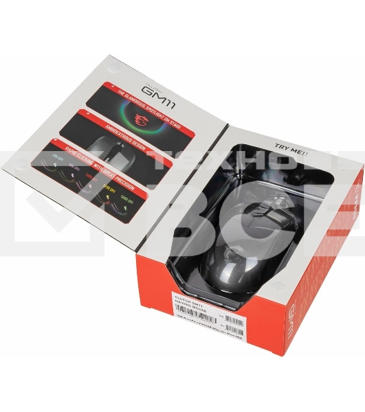 Мышь проводная MSI Clutch GM11 черный, 5000 dpi, USB, кнопки - 6